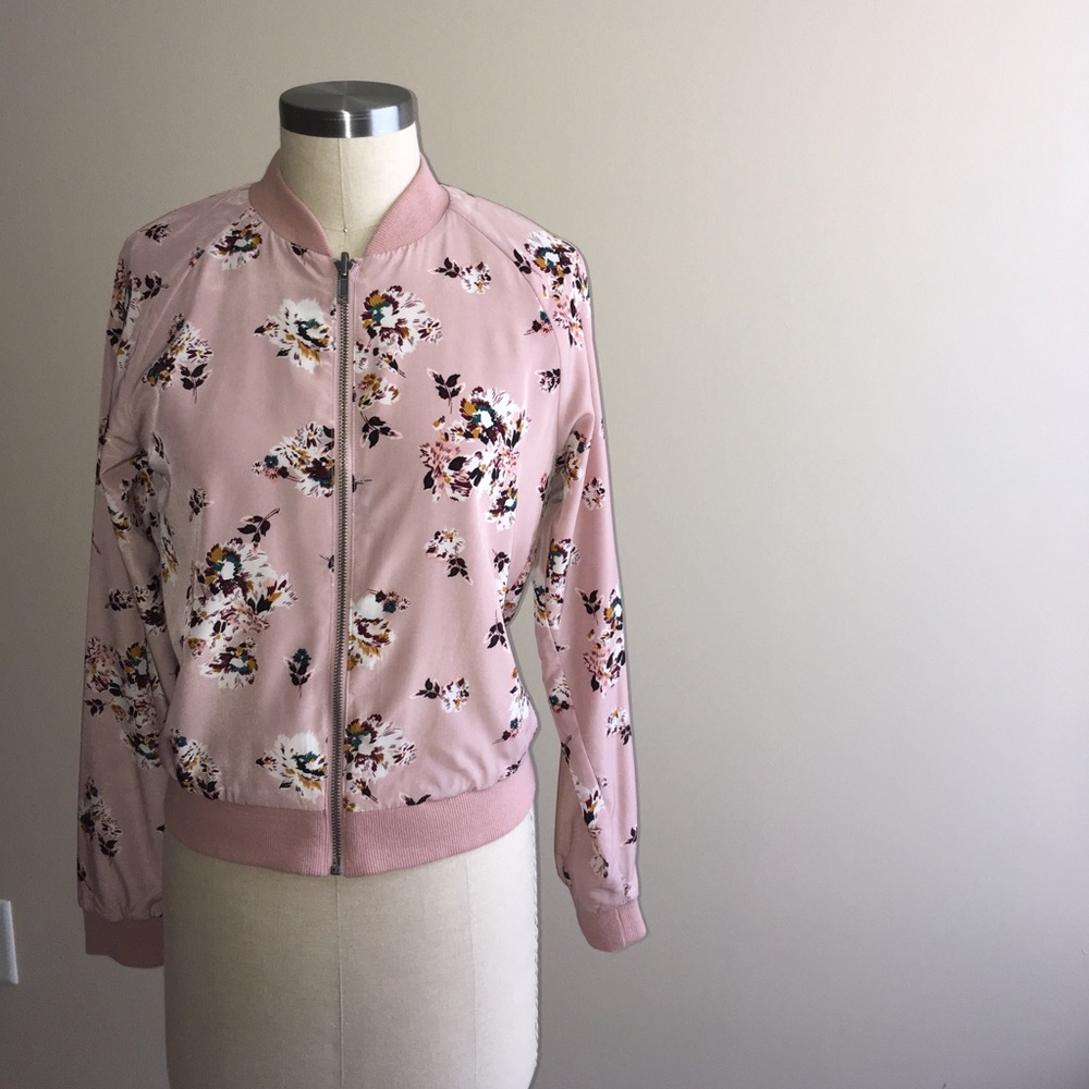 Xhilaration Pink Floral 🌺 XS Bomber Jacket